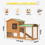 Rabbit Hutch Chicken Coop Guinea Pig Cage Pet House for Small Animals 137.5x43.5x85cm