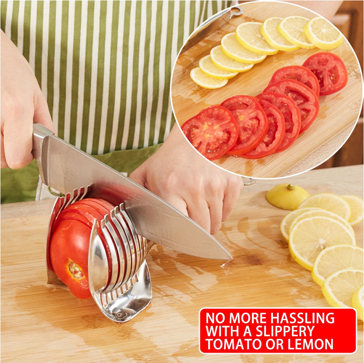 Best Utensils Tomato Slicer Lemon Cutter Multipurpose Handheld Round Fruit Tongs Stainless Steel Onion Holder Easy Slicing Kiwi Fruits & Vegetable Tools Kitchen Cutting Aid Gadgets Tool