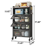 5 Tier Kitchen Baker's Rack, Heavy Duty Free Standing Baker's Rack for Kitchen Storage with Wheels, Utility Storage Shelf Island Coffee Bar Station, Black