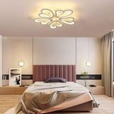 Modern LED Ceiling Light,Dimmable Acrylic Flush Mount Ceiling Lamp,5 Petals Metal Flower Shape Chandelier Lighting Fixture for Living Room Bedroom Kitchen Office Dining Room