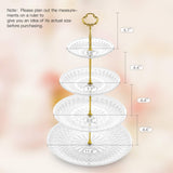 4-Tier Cupcake Stand Elegant Plastic Pastry Serving Platter Metal Struts Stable Dessert Tower Display Rack for Wedding Birthday Tea Party Baby Shower Ceremony (4 Tier Gold)