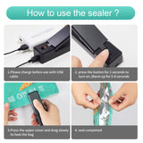 Mini Bag Sealer Heat Seal, Rechargeable Smart Bag Sealers for Plastic Bags, Portable Small Heated Sealer Reseal Bags for Snack Chips, 2 in 1 Portable Bags Sealer Handheld and Cutter, Black