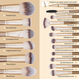 Makeup Brushes ,MAANGE 18 Pcs Professional Makeup Brushes Set Premium Synthetic Foundation Face Powder Blush Eye Shadows Travel Make Up Brushes with Christmas Gift Box（Champagne Gold)