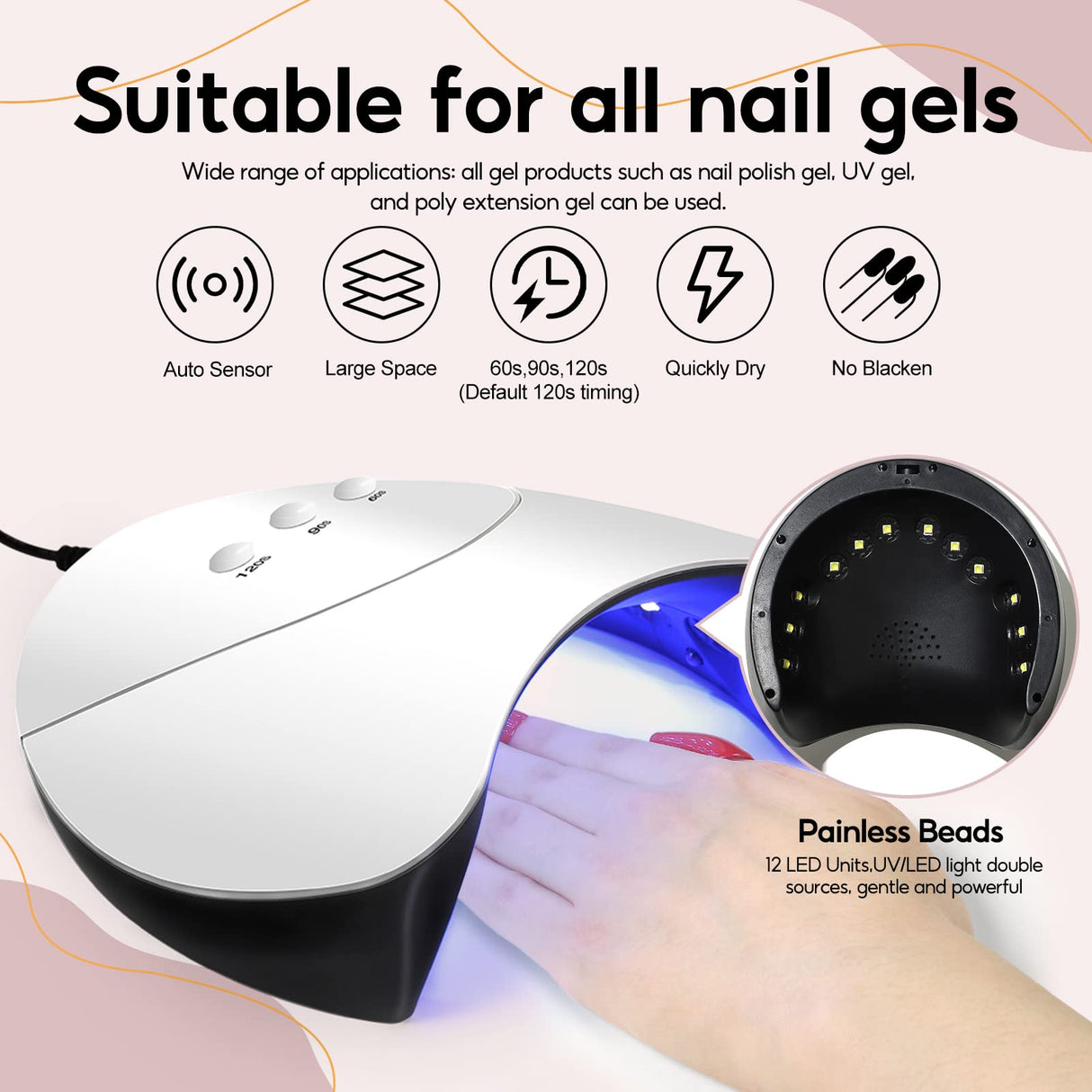 Poly Extension Gel Kit with 36W LED U V Nail Lamp Set 4 Colors Poly Nail Gel with Nail Slip Solution Base Top Coat and Manicure Tools for Nail Design