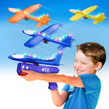 Launcher Airplane Toy, 3 4 5 6 7 8 9 10 11 12 Year Old boy and Girl Birthday Gift Kids Toys, 12.6 inch Flight Mode Toddler LED Foam Glider for Outdoor Game Activities Party Favors