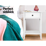 Bedside Table 1 Drawer with Shelf White