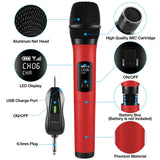 Wireless Microphone Dual Professional Cordless Dynamic Mic Handheld Microphone System for Amplifier, PA System, Karaoke, Meeting, Party, Church, DJ, Wedding, 100ft