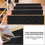 Non-Slip,15-Pack(30"*8"), Stair Runner Rug for Wooden Steps Indoor, Safe Soft Stair Carpet for Kids Elders, Dogs, Adhesive adsorption Increased Friction Grip (Black)