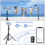 Sensyne 62" Selfie Stick,4 in 1 Professional Selfie Stick Tripod with Wireless Remote and Phone Holder, Phone Tripod with 1/4 Screw Compatible with iPhone Android Phone, Camera