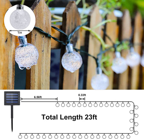 Solar String Lights Outdoor Waterproof,8 Mode 7M/24Ft 50 LED Crystal ball Outdoor Solar Powered String Lights for Patio,Solar Garden Lights for Yard Porch Wedding Party Decoration(Multi-color)