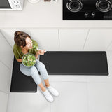 Anti Fatigue Kitchen Rug [2 PCS] Non Skid Kitchen Floor Mats 45x75cm+45x120cm Cushioned Comfort Standing Mat Waterproof Kitchen Runner Mats for Kitchen, Home, Office, Laundry, (Black)