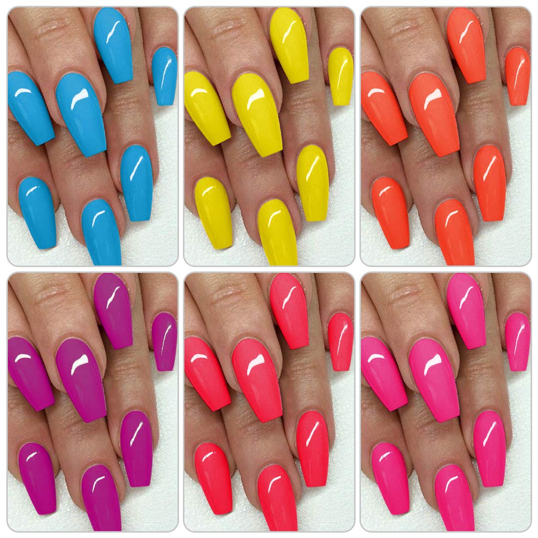 AIMEILI Soak Off UV LED Gel Nail Polish Neon Multicolour/Mix Colour/Combo Colour Set Of 6pcs X 10ml - Kit Set 11