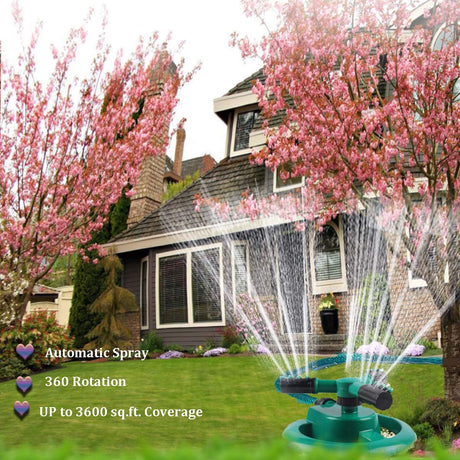 Durable Lawn Sprinkler, Water Sprinklers for Garden, Lawn, Yard, Flower Grass Plant Park, Automatic 360 Degree Rotating Sprinkler Irrigation System, Adjustable Spray Angle and Distance (Round 1)