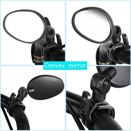 2 Pieces Bike Mirror 360 Degree Adjustable Rotatable Handlebar Mirror Wide Angle Bicycle Mirror Cycling Rear View Mirror Shockproof Acrylic Convex Mirror Safe Rearview Mirror for Mountain Road Bike