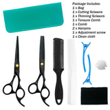 Hair Cutting Scissors Kit 6" Professional Barber Stainless Steel Hairdressing Scissors Set Hair thinning Shears Bang Hair Scissor for Kids/Women/Men/Salon/Home