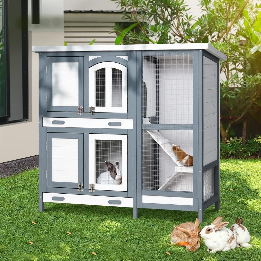 Rabbit Hutch Chicken Coop Large Run Hamster Guinea Pig 98cm x 45cm x 92cm