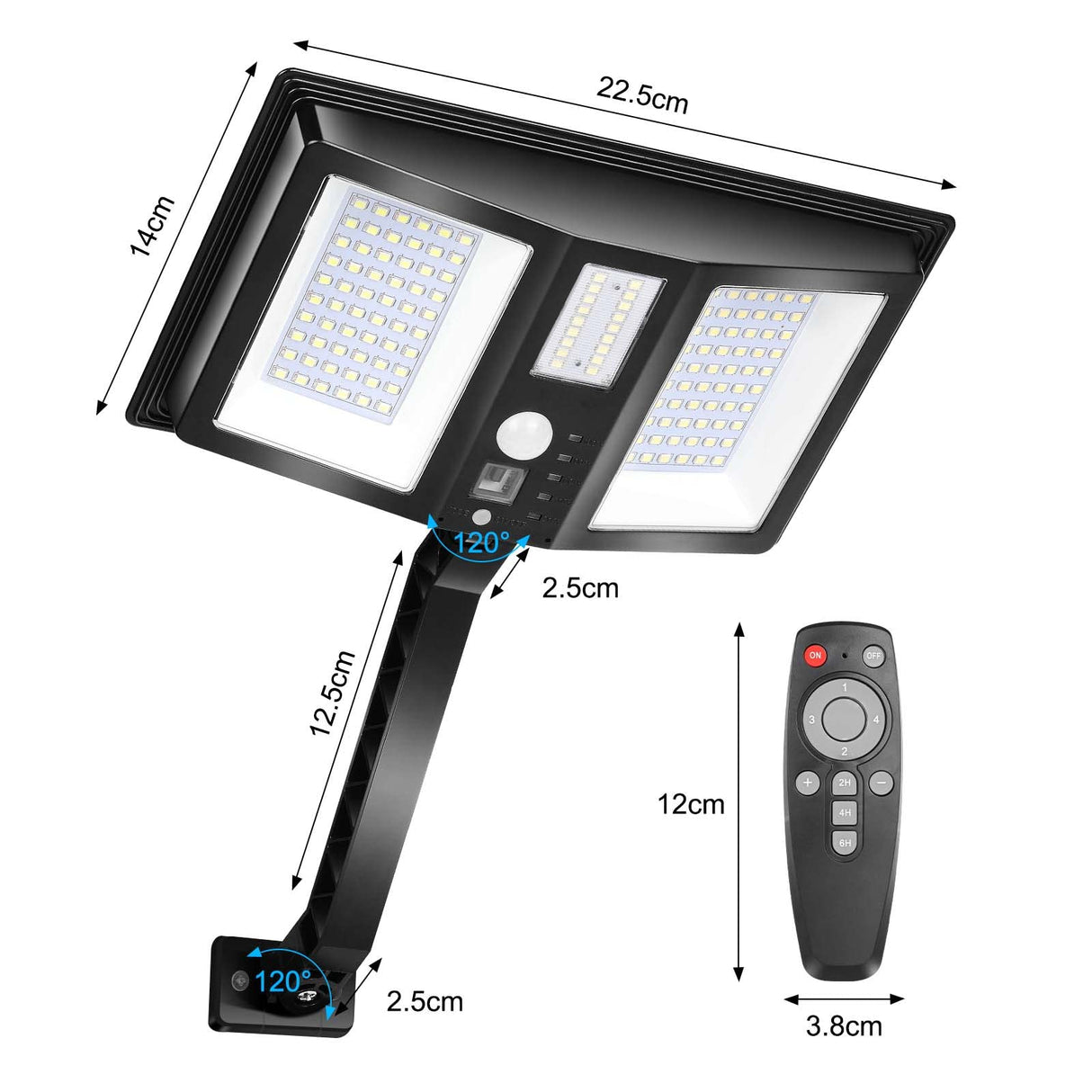 Solar Lights Outdoor 138LEDs, 4400mAh Ultra Bright Motion Sensor Street Light with 5 Modes, High Efficient Solar Panel, Remote Control, Waterproof Solar Wall Light for Garden Porch Yard Garage Pathway