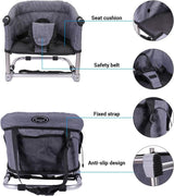 Portable Baby Folding Chair Height Adjustable High Chair Nursing & Feeding Seat for Home & Travel, Grey