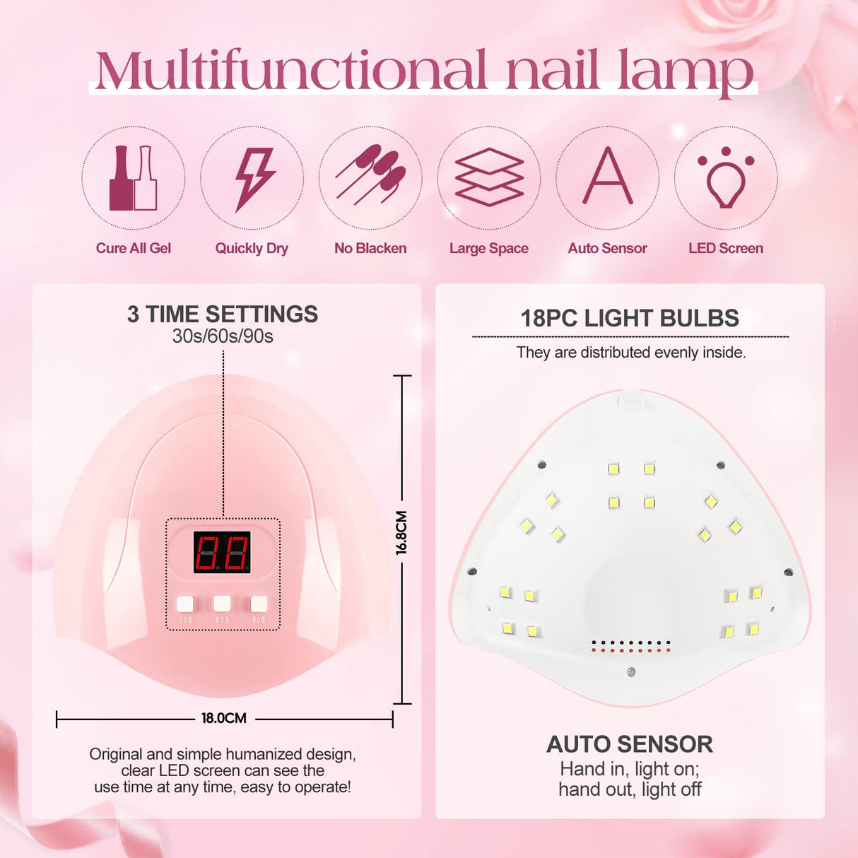 20 Pcs Gel Nail Polish Kit,36W LED+UV Nail Dryer,White Nude Pink Red Black Gel Nail Polish Base and Top Coat,Nail Art Decoration Manicure Tools for Nail Salon Home DIY