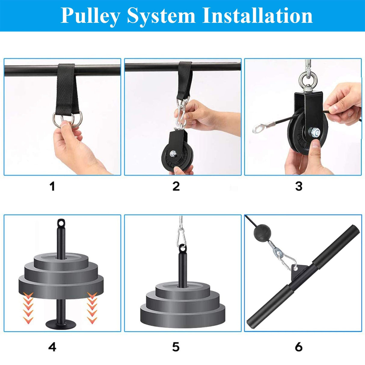 Fitness LAT and Lift Pulley System, Upgraded Pulley Cable Machine for Triceps Pull Down, Biceps Curl, Back, Forearm, Shoulder-Home Gym Equipment