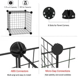 16pcs Metal Wire Storage Cubes Organizer, DIY Small Animal Cage Rabbit, Guinea Pigs, Puppy | Pet Products Portable Metal Wire Yard Fence (Black, 16 Panels)