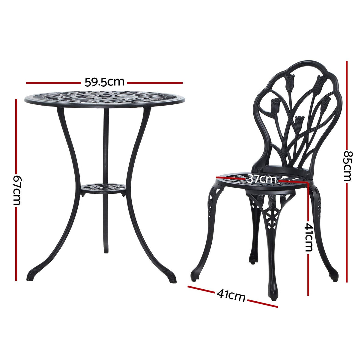 Gardeon 3PC Outdoor Setting Cast Aluminium Bistro Table Chairs Garden Patio