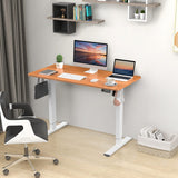 Electric Height Adjustable Standing Desk 110x60cm (43.3"x23.6"), Sit Stand Desk with Splicing Top for Home Office (White Frame + Cherry Desktop)