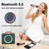 Bluetooth Karaoke Machine with Dual Wireless Microphones for Adults Kids,Karaoke Speaker with LED Lights Echo Bass Treble,Portable PA Speaker System Sing Machine Party Speaker T8