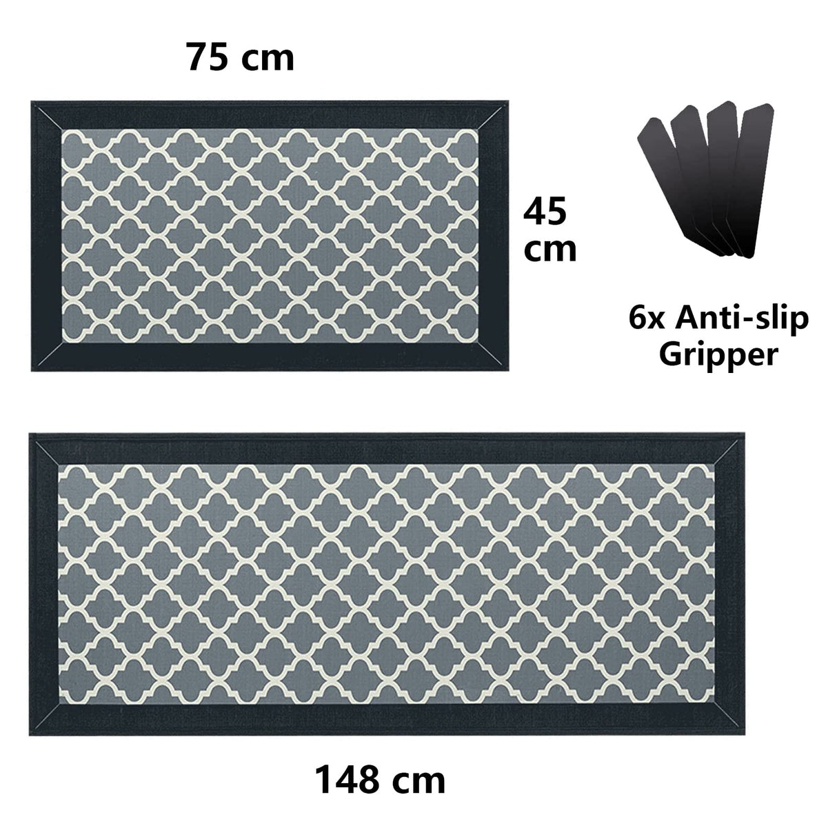 [2 PCS] Jabykare Non Slip Absorbent Kitchen Floor Mat for Standing Front Sink - Non-Skid & Comfort Kitchen Rugs and Mats, Door Mat for Laundry, Kitchen (Dark Blue)