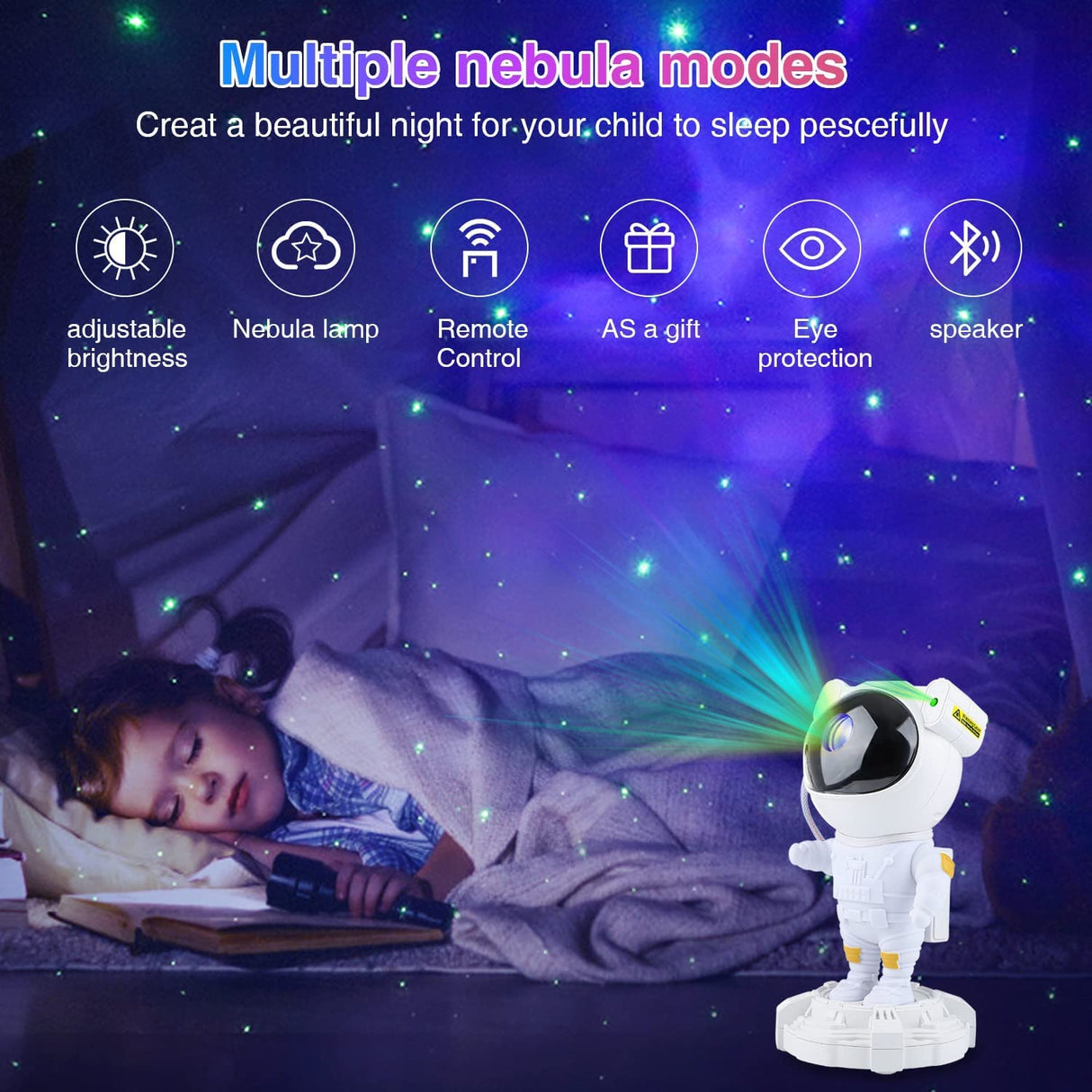 Astronaut Galaxy Projector Starry Night Light with Wireless Bluetooth Speaker Base Timer LED Star Projector Nebula Lamp for Bedroom Ceiling,Gifts for Children Adults