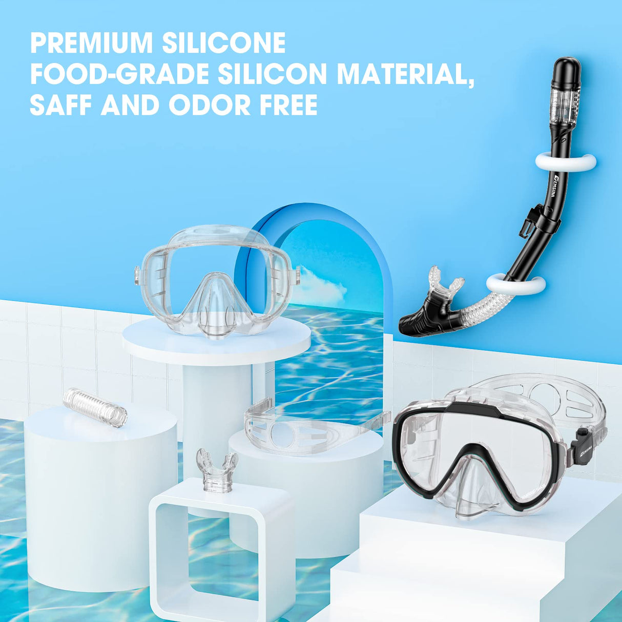 Dry Snorkel Set,Panoramic Wide View,Anti-Fog Scuba Diving Mask,Professional Snorkeling Gear