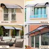 Window Door Awning Outdoor Canopy Patio Rain Shield Cover DIY 1Mx1M Black Clear