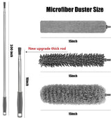 New Upgrade Feather Duster 100inch Bold Extension Telescopic Pole, Bendable & Washable Microfiber Dusters,with 3 Brush for Cleaning Ceiling Fan, Cobweb,Gap, High Ceiling, Blinds, Furniture, Cars