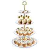 4-Tier Cupcake Stand Elegant Plastic Pastry Serving Platter Metal Struts Stable Dessert Tower Display Rack for Wedding Birthday Tea Party Baby Shower Ceremony (4 Tier Gold)