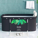 Large Adult Foldable Bathtub Portable Bath Tub, 2 Person Cuboid Soaking Hot Ice Bathing Barrel Thickening to Keep Temperature for Home SPA Shower Stall Household Bathroom Outdoor (Green Leaf)