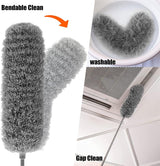 New Upgrade Feather Duster 100inch Bold Extension Telescopic Pole, Bendable & Washable Microfiber Dusters,with 3 Brush for Cleaning Ceiling Fan, Cobweb,Gap, High Ceiling, Blinds, Furniture, Cars