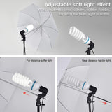 Photography Umbrella Background Support Kit, 2M x 3M/6.6ft x 10ft Background Frame 1350W 5500K Continuous Lighting with 4 Backdrop Cloth for Portrait Video Shooting