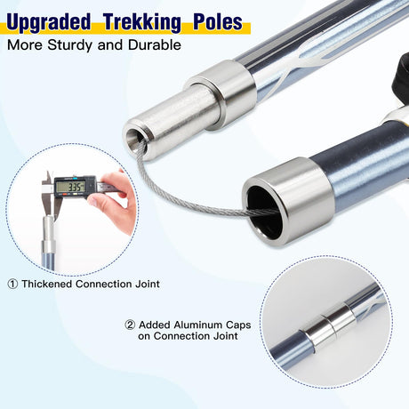 Trekking Poles Collapsible Hiking Poles for Men Women Upgraded Thickened Aircraft-Grade Aluminum Alloy Trekking Sticks Folding Walking Sticks with Tip Kits Carrying Bag