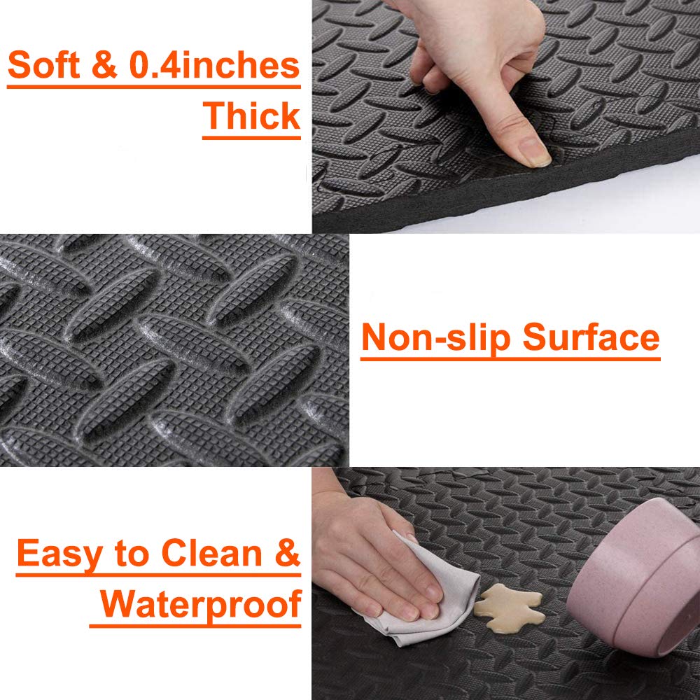 Exercise Mats Puzzle Foam Mats Gym Flooring Mat Cover 20 SQ.FT Interlocking Foam Mats with EVA Foam Floor Tiles for Home Gym Equipment Workouts