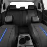 PU Leather Car Seat Covers Fit Most Cars Trucks SUVS High Back Front Bucket Auto Seat Covers Set Car Seat Protector Car Seat Cover with Zipper Design, Airbag Compatible (Blue, Full Sets)