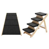 Pet Scene 4 Steps Dog Ramp Wooden Pet Stairs 2in1 Foldable Dog Stairs for Bed Car Couch Sofa Puppy Cat Ladder Portable Dog/Cat Ladder Up to 60KG