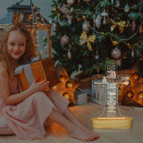 Jesus Cross 3D Night Light Desk Table Lamps,Warm Colors LED Wooden Lighting for Holiday Gifts