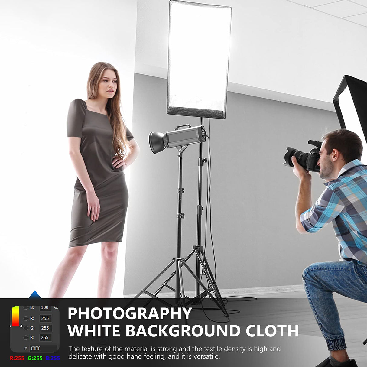 10 x 20FT / 3 x 6M PRO Photo Studio 100% Pure Polyester Collapsible Backdrop Background for Photography,Video and Televison (Background ONLY) - White