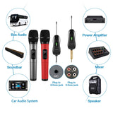 Wireless Microphone Dual Professional Cordless Dynamic Mic Handheld Microphone System for Amplifier, PA System, Karaoke, Meeting, Party, Church, DJ, Wedding, 100ft