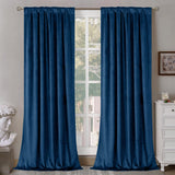 Dark Blue Velvet Curtains 84 Inches for Living Room, Thermal Insulated Blackout Curtains Room Darkening Drapes with Back Tab and Rod Pocket for Bedroom, Set of 2 Panels, 52 x 84 Inch