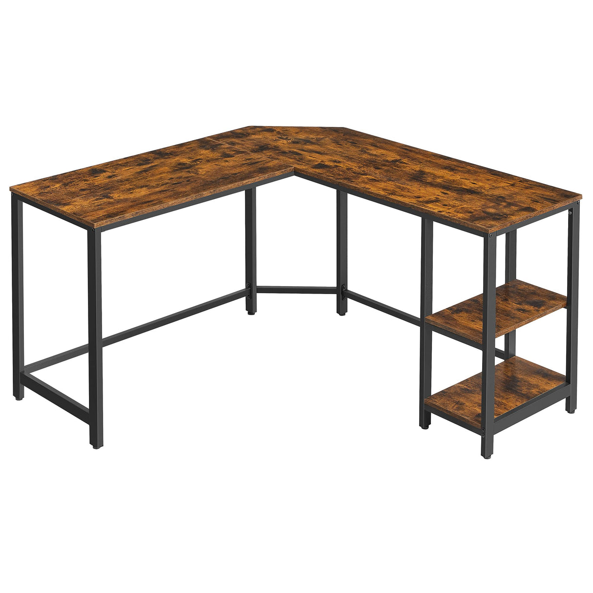 L-Shaped Computer Desk, Corner Desk, 54-Inch Writing Study Workstation, Rustic Brown and Black ULWD72X