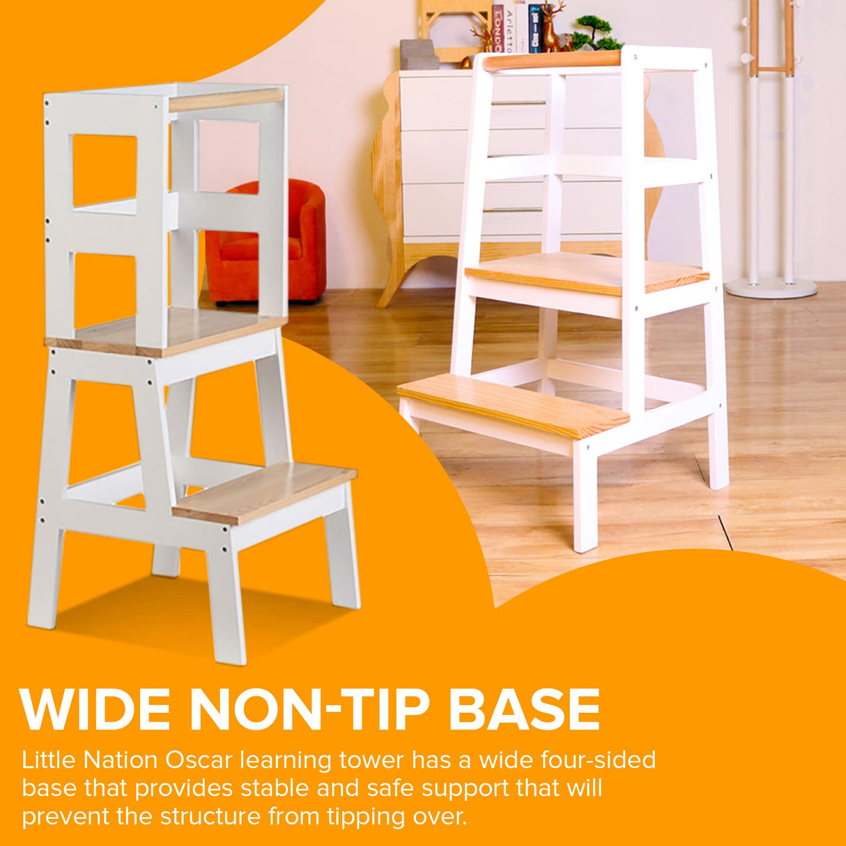 Kitchen Helper Tower Stable and Safe Smart Design - Multi-use Step Stool