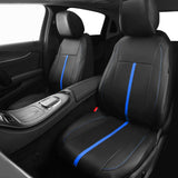 PU Leather Car Seat Covers Fit Most Cars Trucks SUVS High Back Front Bucket Auto Seat Covers Set Car Seat Protector Car Seat Cover with Zipper Design, Airbag Compatible (Blue, Full Sets)