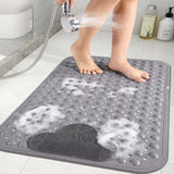 Shower Mat Non Slip Bathtub Mat, Cloud Foot Massage Area, Flexible Soft Massages Your Soles Effectively,Eco-Friendly TPE Anti-Drop for Tub with Suction Cups Bathroom Foot Mats , Grey, 70 X 40CM