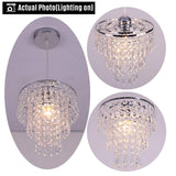 Mini Crystal Chandelier Lighting Bracket Flush Mount Ceiling Light Shade Chrome Lampshade Crystal Pendant Light for Hallway Girls Room Cabinet Dining Room Bathroom E26